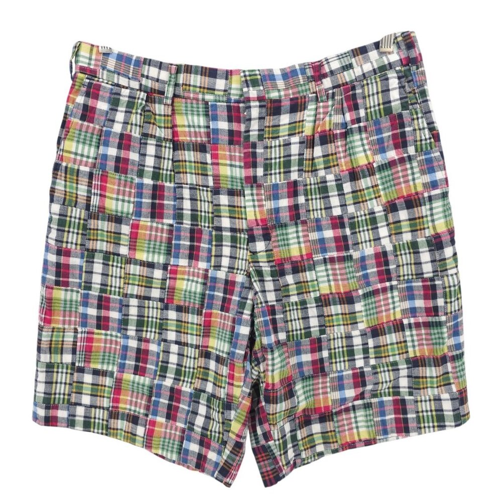 ENGLISH SPORTS SHOP BERMUDA Plaid Shorts Handwoven Indian Madras Pleated Size 36